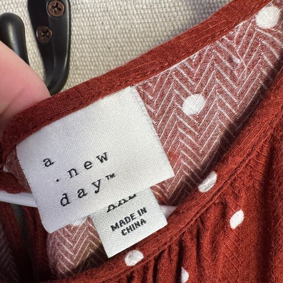 A New Day Dress Size XXL Red White Polka Dot Sleeveless Faux Wrap Tie Back Style - Picture 4 of 11